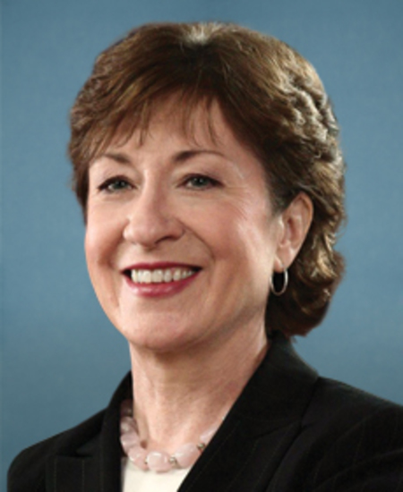 Official portrait of Susan Collins, Republican incumbent in the Maine 2026 U.S. Senate race.